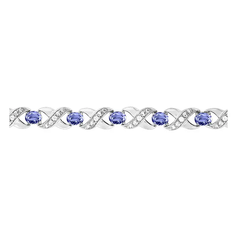 Aurora - Bracelet, Or Blanc 750, Tanzanites & Diamants, Longueur 19 cm