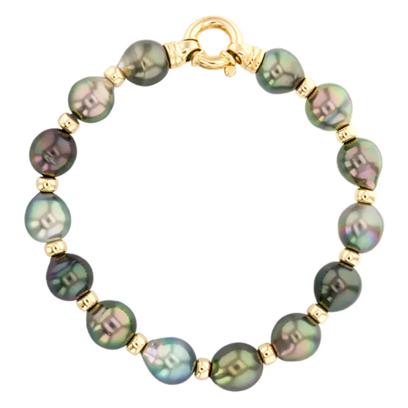 Porchet - Bracelet Kahaualea, Perles et Or jaune, Longueur 17,5 cm