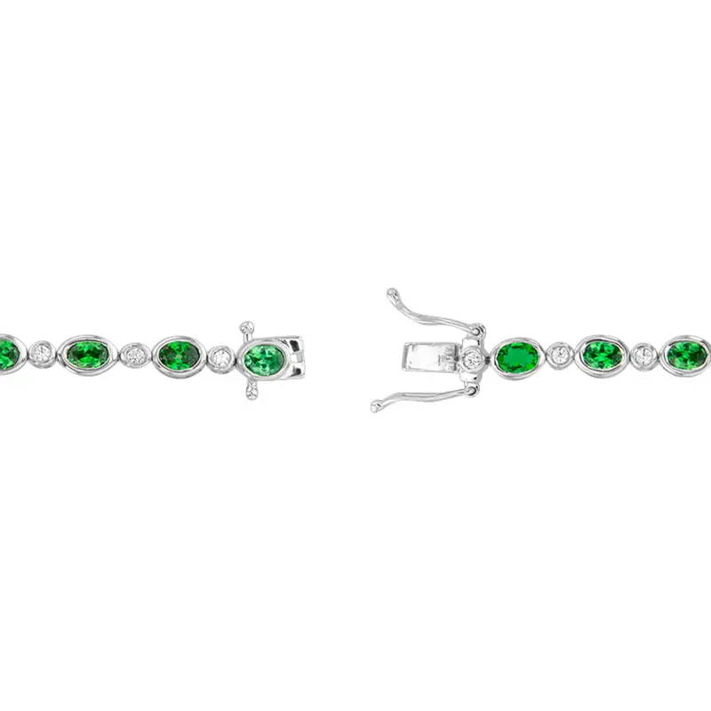 Ancelys - Bracelet Ines Or Blanc Diamants & Emeraude, Longueur 18 cm – Image 3