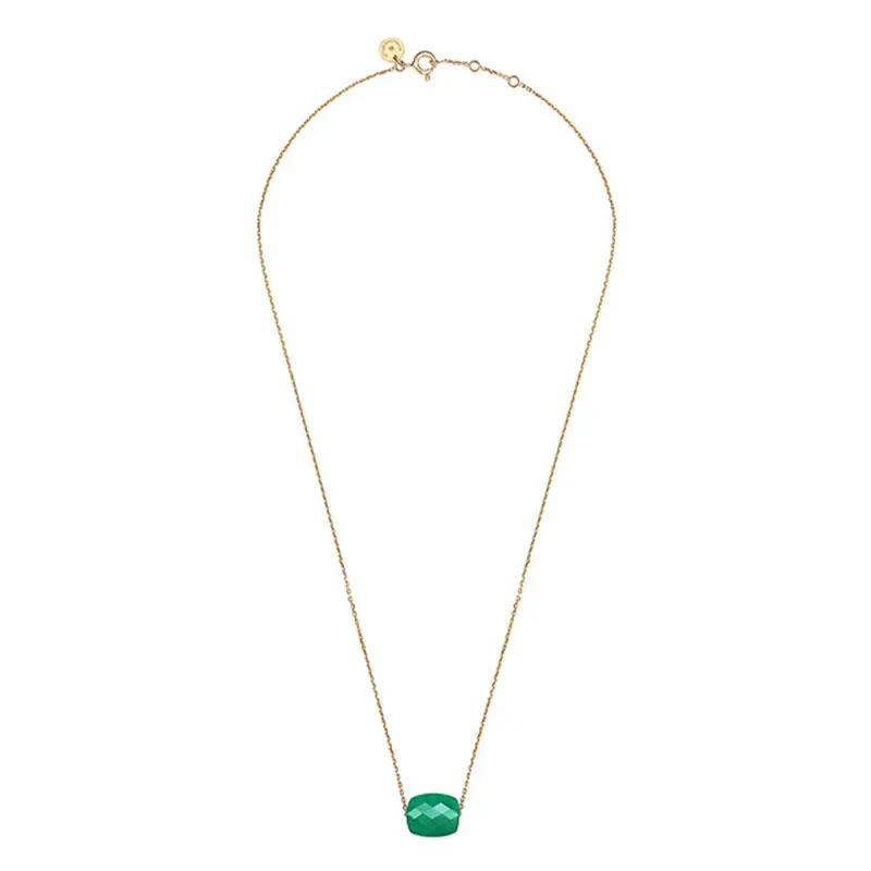 Morganne Bello - Collier en Or Jaune & Agate Verte Coussin, Longueur Ajustable 42 cm – Image 3